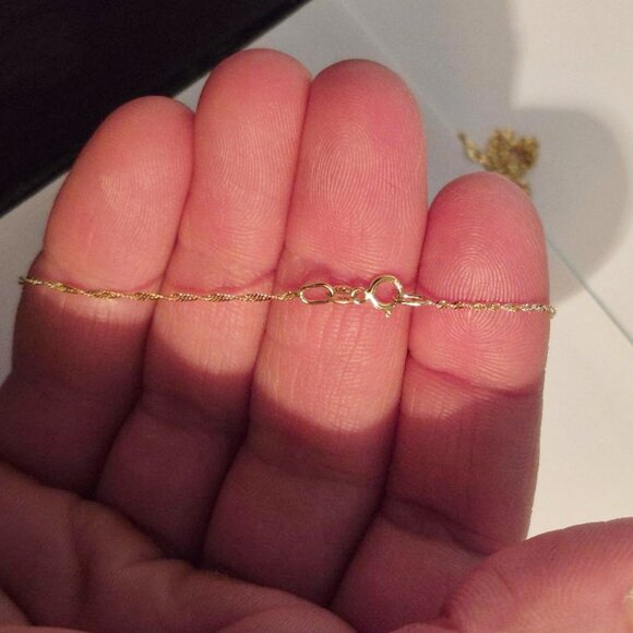 14K Genuine Gold Singapore Rope Chain Fine Solid Gold Necklace Stamped 14K - Picture 4 of 4